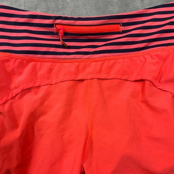 Lululemon Shorts Women's Size 6 Speed Up Coral Navy Stripe Athletic Running - Picture 6 of 6